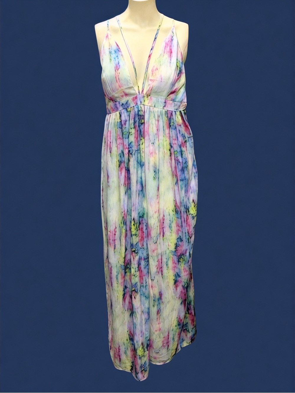 Modern vintage Boutique size small strappy maxi dress watercolors new $69
